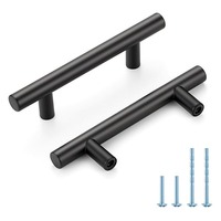 Poignée de meuble moderne en acier inoxydable noir mat résistant de 3 et 5 pouces pour armoires de cuisine