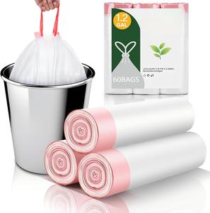 Drawstring Trash Bags Easy Tie <b>Plastic</b> Garbage Bags for Household and <b>Kitchen</b> Use - Product Image 4