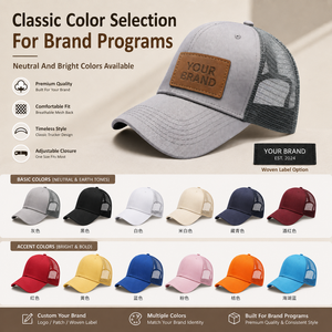 Casquette de baseball personnalisée en coton avec empiècement en nylon et <span class=keywords><strong>patch</strong></span> en cuir, étiquette tissée, broderie – Fournisseur en gros - Product Image 5