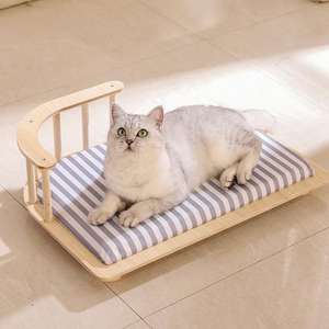 Echt houten natuurlijk kattenbed met handvat, echt comfortabel <span class=keywords><strong>bed</strong></span> voor kleine honden - Product Image 1