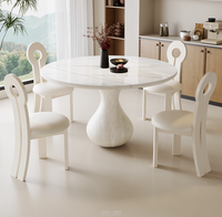 Ensemble table et chaises de salle à manger STG moderne, plateau rond en marbre, bois massif, extensible, rotatif, 6 places, pour maison, hôtel, restaurant