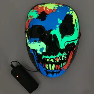Factory Price Light Up Mask Glowing Scary Cosplay Masquerade Costume Glow LED 3D Mask For Halloween Party Event