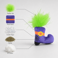 Jouet pour chat en peluche douce et froissée avec herbe à chat, thème fantôme d'Halloween, personnalisé par le fabricant Famipet (OEM), pour chatons d'intérieur