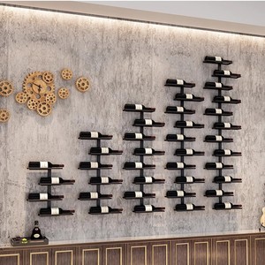 Giá để rượu treo tường bằng sắt màu đỏ, thiết kế tấm panel, sức chứa 4-12 chai, trang trí nhà hiện đại - Product Image 3