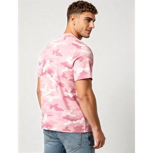 เสื้อยืดลายพรางสีชมพูสำหรับผู้ชาย แขนสั้น คอกลม ทรงปกติ ผ้าคอตตอนเจอร์ซีย์ เสื้อยืดลำลองผ้าฝ้ายสำหรับผู้ชาย - Product Image 2