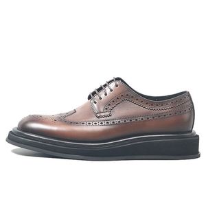 Chaussures en cuir véritable pour hommes, de luxe, de haute qualité, tendance, décontractées, à la mode, à semelle épaisse, légères, en vente - Product Image 5