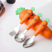 Cuillère et fourchette en acier inoxydable pour enfants avec étui de qualité alimentaire pour enfants