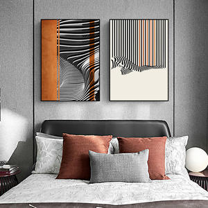 لوحة زخرفية بسيطة حديثة لغرفة المعيشة خطوط تجريدية على الطراز البسيط ورقة مطبوعة من سبائك الألومنيوم للمطعم - Product Image 4