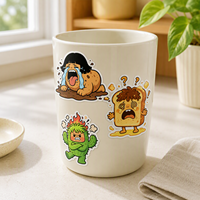 Autocollants découpés sur mesure en vinyle imperméable, motif Monstre alimentaire, Kawaii, Piment drôle et mignon, pour ordinateur portable, bouteille, carnet, tasse