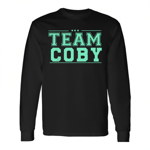 T-shirt a maniche lunghe Team Coby Nera con testo verde menta Abbigliamento promozionale - Product Image 2