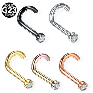 Pendiente de <span class=keywords><strong>titanio</strong></span> G23 para Nariz, Piercing para Nariz de cristal de circonia cúbica, gema, anillos para la Nariz, joyería para Piercing de tornillo ariz, 20G - Product Image 5