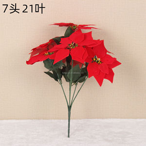 S02596, venta al por mayor, artesanía, poinsettia artificial, flor de Navidad falsa, FIORI Natale, poinsettia de terciopelo artificial para Decoración - Product Image 4
