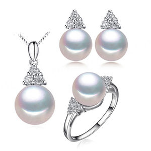 Conjunto de Joyería de Plata de Ley 925 con Perlas Redondas de Grado AAAA con Opciones de Chapado en Oro, Nuevo Diseño Moderno y de Moda - Product Image 1