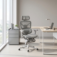 Chaise de bureau ergonomique moderne pivotante en maille avec support lombaire de luxe et repose-pieds, mobilier personnalisable