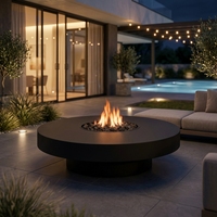 ECOTOUGE Ensemble de table de foyer au propane 2 pièces avec couvercle de réservoir, table de feu en acier 50 000 BTU, couvercle résistant aux intempéries, pierres de lave