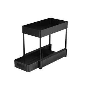 Organizzatore Sottolavello a Due Livelli in Plastica Multiuso, Cassetto Scorrevole con Ripiani, <span class=keywords><strong>Design</strong></span> Moderno per Cucina e Bagno - Product Image 4