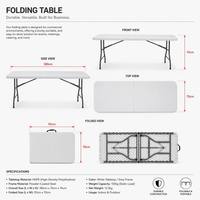 Table pliante en HDPE de 6 pieds, moulée par soufflage, robuste, pliable en deux, portable, pour camping, conférence, banquet, capacité de charge de 300 kg