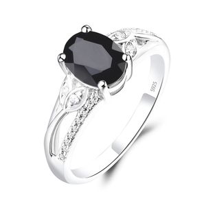 Đen Onyx engagement Ring ý nghĩa Hình dạng hoa onxy vòng hình bầu dục Màu đen Onyx Ring trong 14k Vàng Vàng - Product Image 5