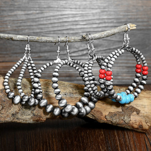 Nouvelles boucles d'<span class=keywords><strong>oreilles</strong></span> pendantes géométriques plaquées or européennes et américaines avec pierre principale en turquoise, <span class=keywords><strong>grandes</strong></span> boucles d'<span class=keywords><strong>oreilles</strong></span> de style Navajo occidental - Product Image 4