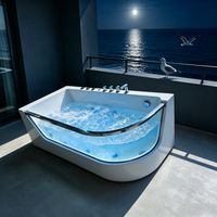 Baignoire d'angle en acrylique 1,65 m avec fonction massage, installation facile, garantie 5 ans, capacité 300L, bain à remous SPA – Offre Spéciale