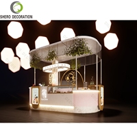 Kiosque de café vitrine d'affichage de gâteau moderne d'intérieur compteur d'affichage doux kiosque mobile en bois de nourriture pour le centre commercial