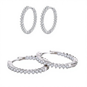 Pendientes de Aro con Zirconia y Baño de Rodio de Alta Calidad, Plata de Ley 925, Joyería de Moda para Mujer - Product Image 4