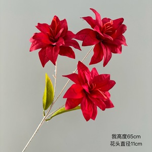 Arrangement de fleurs de lys artificielles, 3 têtes, fleurs en soie, décorations de mariage en plein air - Product Image 2