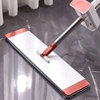 Serpillère plate en aluminium robuste Realida avec manche télescopique, panier en plastique pour le nettoyage des sols, serpillère plate en microfibre auto-essoreuse