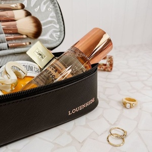 Bolsa de almacenamiento de brochas de maquillaje de gran capacidad de cuero PU, neceser impermeable, neceser portátil para hombres y mujeres, viaje - Product Image 6