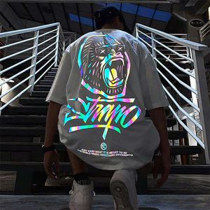 <span class=keywords><strong>Rabal</strong></span> 100% algodón en blanco liso camiseta de gran tamaño impresión personalizada láser Arco Iris logotipo reflectante de talla grande camisetas para hombres - Product Image 2