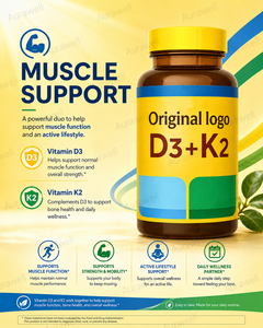 Cápsulas de Suplemento de Vitaminas D3+K2 para el Soporte de Huesos y Articulaciones, Complejo de Vitaminas y Minerales para Todas las Edades - Product Image 3