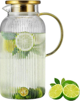 Carafe à eau en verre borosilicate de haute qualité 68oz/2L, résistante à la chaleur, avec couvercle passoire, sans BPA, grande capacité, pour boissons chaudes/froides