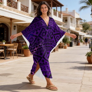 Abiti Kaftan di Tendenza, Copricostume per Costumi da Bagno, Vestito Intero con Stampa Geometrica Etnica, Abiti Estivi da Resort - Product Image 2