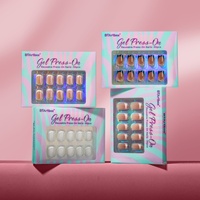 BTArtbox Uñas Postizas Acrílicas Cortas Cuadradas al por Mayor, Uñas de Gel Suave con Diseño de Logotipo Personalizado, Uñas Francesas Hechas a Mano, Uñas de Gel a Presión