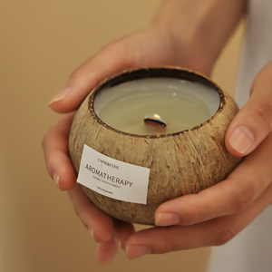 LANJO Coconut Shell <b>Candle</b> with Wood Wick for Holidays for Mother's Day and home decoration - Product Image 2