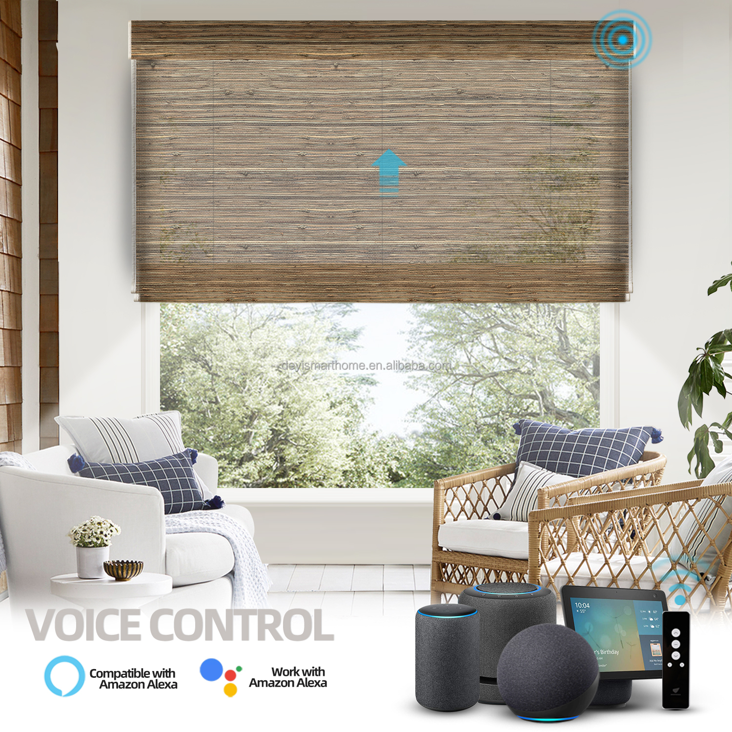 Pure Natural Plants Reed Jute Bamboo Mixed Woven Wood Shades Blinds Blackout Roman Blinds