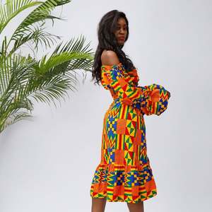 Женский комплект из двух предметов с юбкой с открытыми плечами и длинным рукавом, африканский дизайн платья Kitenge - Product Image 2