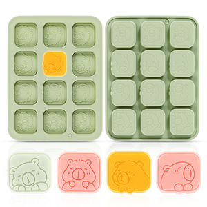 Moule à gâteau en silicone antiadhésif LFGB platine sans BPA, 12 cavités, en forme d'ours et de capybara, de la marque MUYULINS - Product Image 2