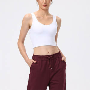 Camiseta deportiva de Color liso con cuello en U para mujer, chaleco deportivo con correa de sujetador incorporado, Espalda descubierta, Top de Yoga para Fitness - Product Image 3