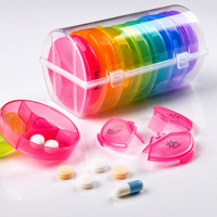 Boîte à pilules à 21 compartiments, compartiments ronds codés par couleur, organiseur de médicaments, étui à pilules portable avec matériau écologique