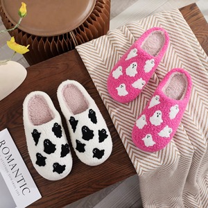 Pantuflas Lindas para Mujer, Diseño de Fantasma de Dibujos Animados, Pantuflas Cálidas de Algodón para Halloween, Pantuflas de Interior para el Hogar - Product Image 2