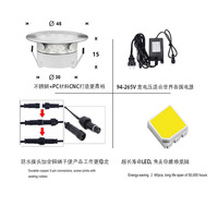 Kit de 10 lampes LED RGB WIFI Tuya de 45 mm, haute luminosité, pour terrasse, jardin, sol, éclairage paysager extérieur, pour escalier, patio, jardin, sol