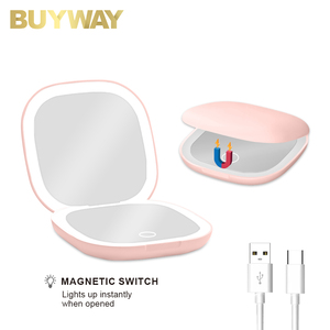 Có Thể Gập Lại Du Lịch Make Up Gương Với Ánh Sáng LED Xách Tay 5x Magnifying Gương Cho Trang Điểm Túi Gương Cá Nhân Tùy Chỉnh Gương - Product Image 1