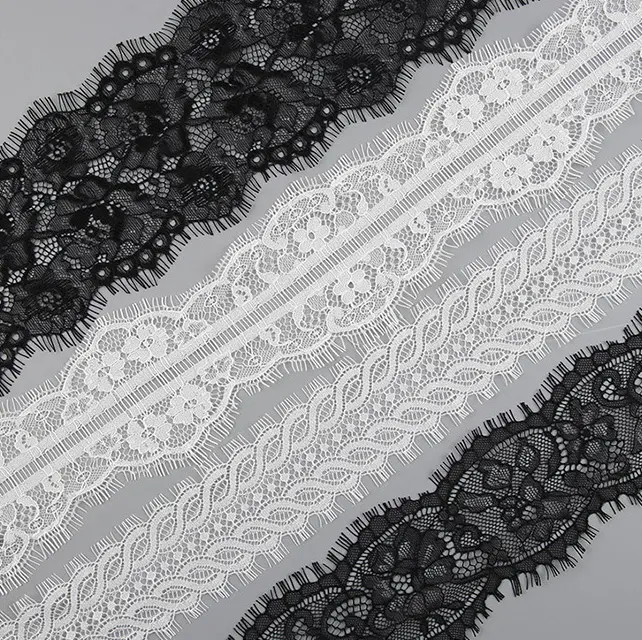 Черно-Белая нейлоновая кружевная отделка, шитье, вышивка, кружевная отделка
