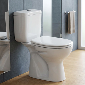 Aqua Two Piece Floor Mounted Toilet for French Market White Ceramic Dual-Flush 5 Year Warranty with P <b>Trap</b> S <b>Trap</b> Options - Product Image 4