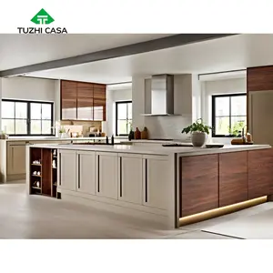 TUZHI CASA 2024 China Custom American Luxury Modern Rta Modular Customised Solid Wood Alibaba Kitchen Cabinet Design