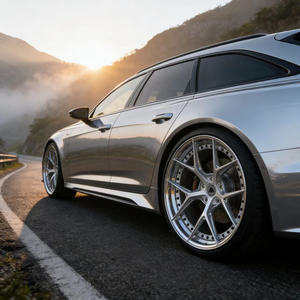 Cerchi Forgiati Personalizzati <span class=keywords><strong>Sen</strong></span> Yao a 2 Pezzi Multi-Raggio per Audi RS6 Avant RS7 C8 |   Argento Spazzolato con Bordo Lucidato |   6061-T6 - Product Image 5