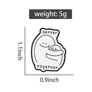 Better Together Hug Broche Esmalte Pins Figura de palo de dibujos animados Broches Insignia de solapa Regalo de joyería para mejores amigos al por mayor - Product Image 6