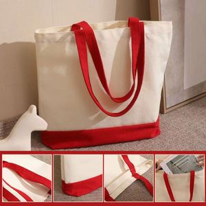 Bolsa de Mano de Lona de Algodón Personalizada con Combinación de Colores Azul y Blanco para Uso Diario - Product Image 4