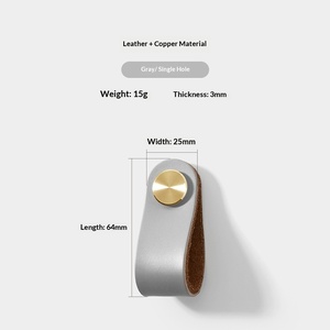 Poignées <span class=keywords><strong>de</strong></span> tiroir en cuir, poignées <span class=keywords><strong>de</strong></span> meuble avec quincaillerie dorée, boutons <span class=keywords><strong>de</strong></span> meuble modernes en cuir PU pour armoire, tiroir, placard - Product Image 5